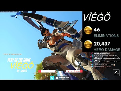 Gale Carry Hanzo and Ashe gameplay! 46 elims! POTG! [ Overwatch Season 31 Top 500 ]