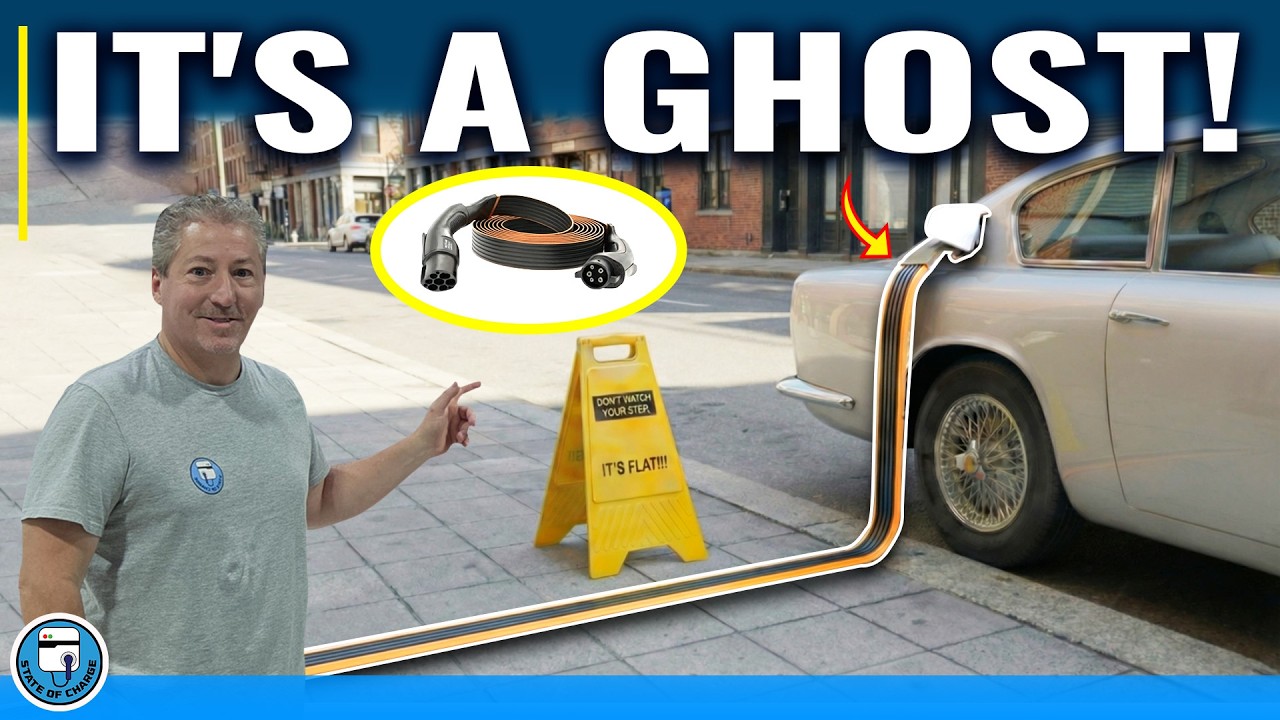 Ghost flat EV charging cable at the 2026 EV Charging Summit in Las Vegas, 5.56mm thin and rated for 50 amps