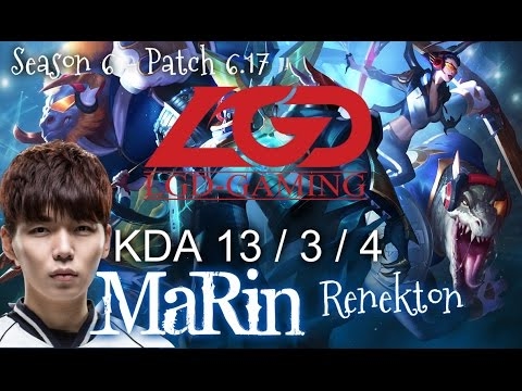 LGD MaRin RENEKTON vs PANTHEON Top - Patch 6.17 KR Ranked | League of Legends
