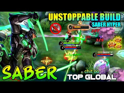 UNSTOPPABLE!! 10 Kills OP Saber with this Item (One Shot One Kill) - Build Top 1 Global Saber ~ MLBB