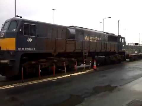 Freighttrain - Diesel Locomotive Leaving Dublin Port