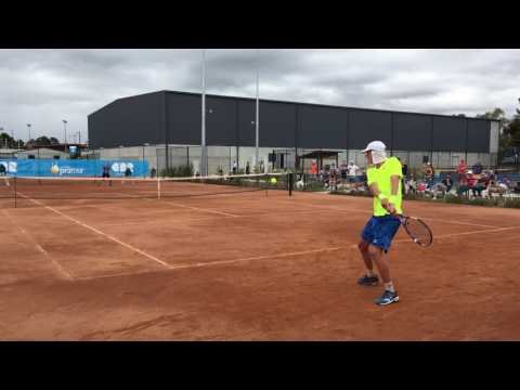 Marc Polmans and Blake Mott final point to end second set in the ACT Clay Court International final
