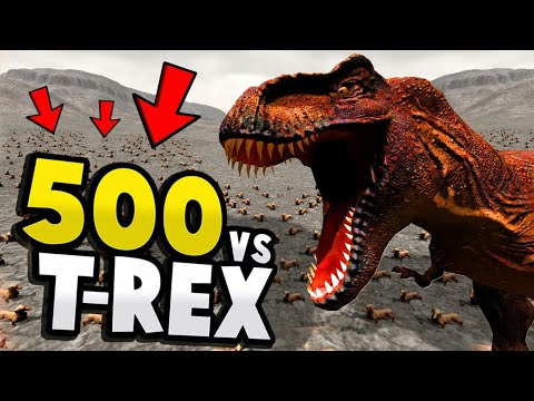 500 ANIMALS vs GIANT T-REX! - Beast Battle Simulator Gameplay