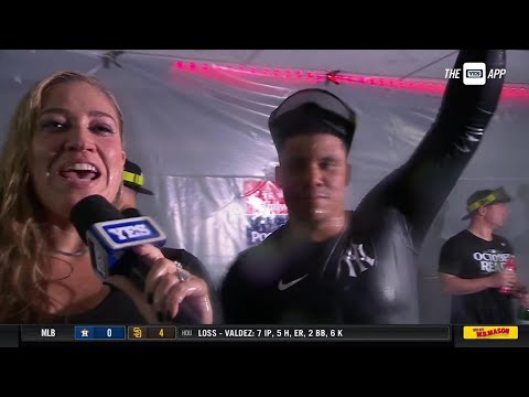 Juan Soto takes a dance break during his postgame interview