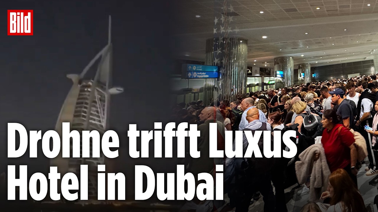 KRIEG IM NAHEN OSTEN: Drohne trifft berühmtes Burj Al Arab Hotel, Chaos am Flughafen Dubai