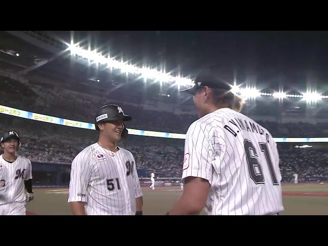 【4回裏】パ・リーグタイ記録となる4打席連発!! マリーンズ・山口航輝 レフトスタンドへの3ランHR!! 2025年8月21日 千葉ロッテマリーンズ 対 東北楽天ゴールデンイーグルス
