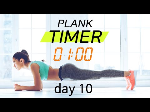 Plank Timer💙 day 10 - 30 days challenge with music ( 1 min )  |  플랭크 10일차