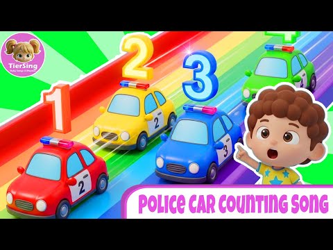 Police Car Counting Song 🚓 | Learn Numbers 1–6 with Police Cars 🎵  3D Baby Songs 🎵 TierSing