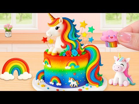 Unicorn Rainbow Cake Challenge 🦄🌈 | Satisfying Colorful Cake Art | Lily Little Cake