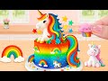 Unicorn Rainbow Cake Challenge Satisfying Colorful Cake Art Lily Little Cake