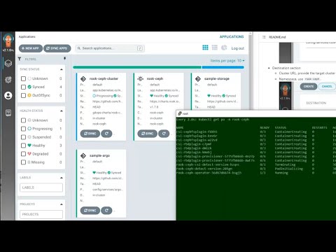 Gitops ArgoCD sample application deployment Robot Shop, rook-ceph, humio and istio
