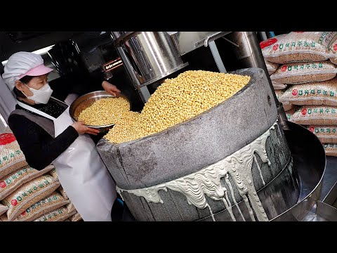 Amazing! Soft Tofu made Daily with an Amazing Giant Millstone, Tofu Specialty restaurant./KoreanFood