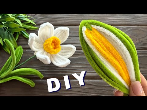 How to Make Easy Daffodil from Chenille Stems Pipe Cleaner Flowers