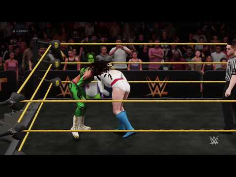 WWE 2K18 Power Girl with She-Hulk vs. Peyton Royce with Billie Kay - Extreme Rules 2 Out Of 3 Falls