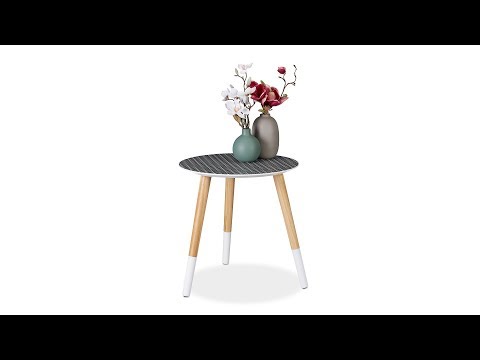 Table d'appoint ronde 40 cm Noir - Marron - Blanc - Bois manufacturé - 40 x 41 x 40 cm