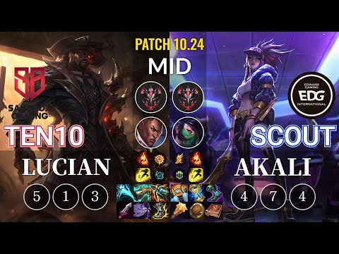 SB Ten10 Lucian vs EDG Scout Akali Mid - KR Patch 10.24
