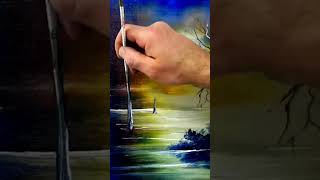 How to paint a sailboat in the Moonlight #art #landscapepainting #painting #artwork #easyart