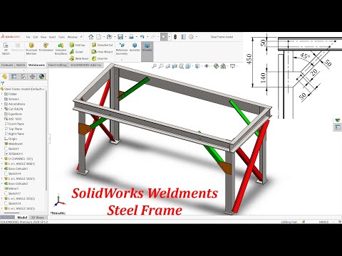 SolidWorks Weldments Exercise-Steel Frame Modeling