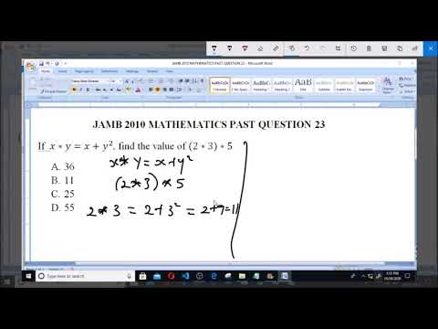 JAMB 2010 MATHEMATICS PAST QUESTION 23 Binary Function