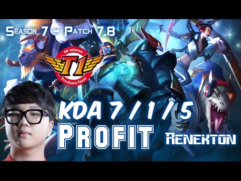 SKT T1 Profit RENEKTON vs NAUTILUS Top - Patch 7.8 KR Ranked