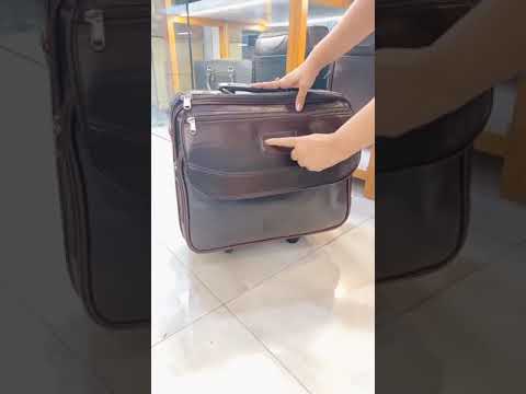 Brown leather laptop trolly bag cum overnighter, for tour, s...