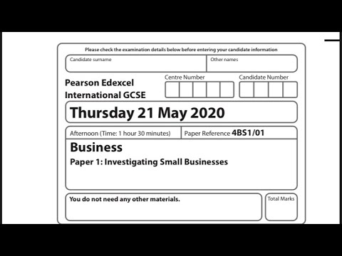 Business IGCSE Past Paper 1 May/June 2020