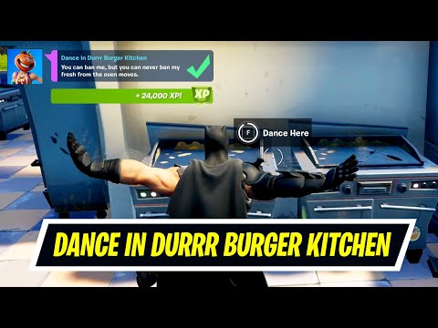 Dance in Durrr Burger Kitchen location in Fortnite - Week 8 Epic Quest Challenges Guide