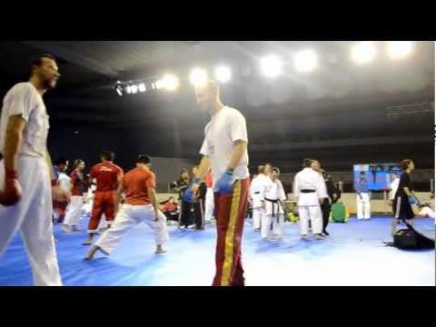 Backstage scenes - Warm up room - 2012 World Karate Championships Paris day 1