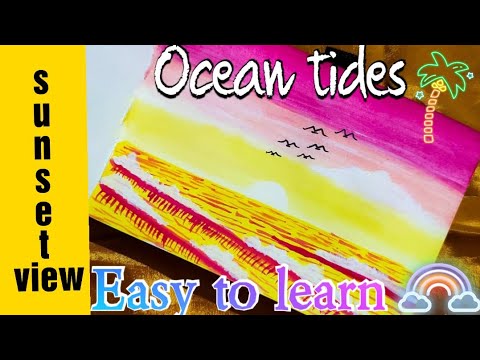 How to make watercolour painting| Sunset view| Ocean tides| ANINDYA APARNA