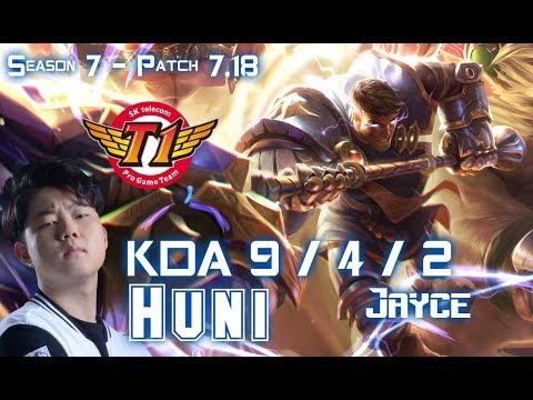 SKT T1 Huni JAYCE vs RUMBLE Top - Patch 7.18 KR Ranked