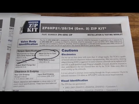 Sonnax Zip Kit ZF6 HP28 Gen 2 Land Rover LR4 Tips and Tricks