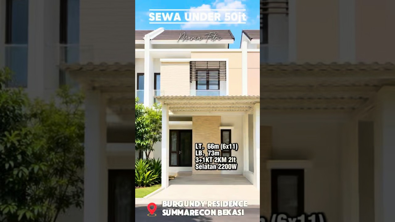 Rumah Cantik Summarecon Bekasi Burgundy, 2 Lantai, Carport Kanopi, Dekat Mal