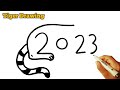 Tiger 🐅 drawing | how to draw Tiger 🐯 from number 2023 | number drawing