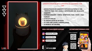 Umidificador De Ar Difusor Abajur Luz Climatizador Gato Xm26 Cor Rosa 110v/220v