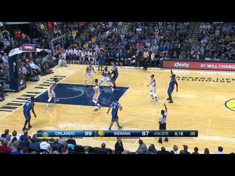 Victor Oladipo crosses Monta Ellis and drains a three! 2016.03.30 vs Pacers