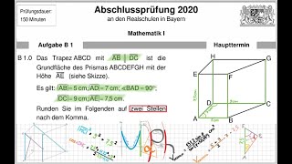 Abschlussprüfung Mathematik 2020 B1 I Zweig Lösung (Raumgeometrie)