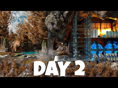 Building My SOLO Cave Against 4Man Tribes - Day 2 - ARK: Survival Evolved