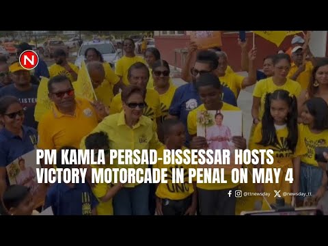 Prime Minister Kamla Persad Bissessar hosts victory motorcade in Penal on May 4