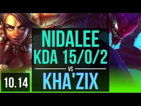 NIDALEE vs KHA'ZIX (JUNGLE) | KDA 15/0/2, Triple Kill, 2 early solo kills | EUW Grandmaster | v10.14
