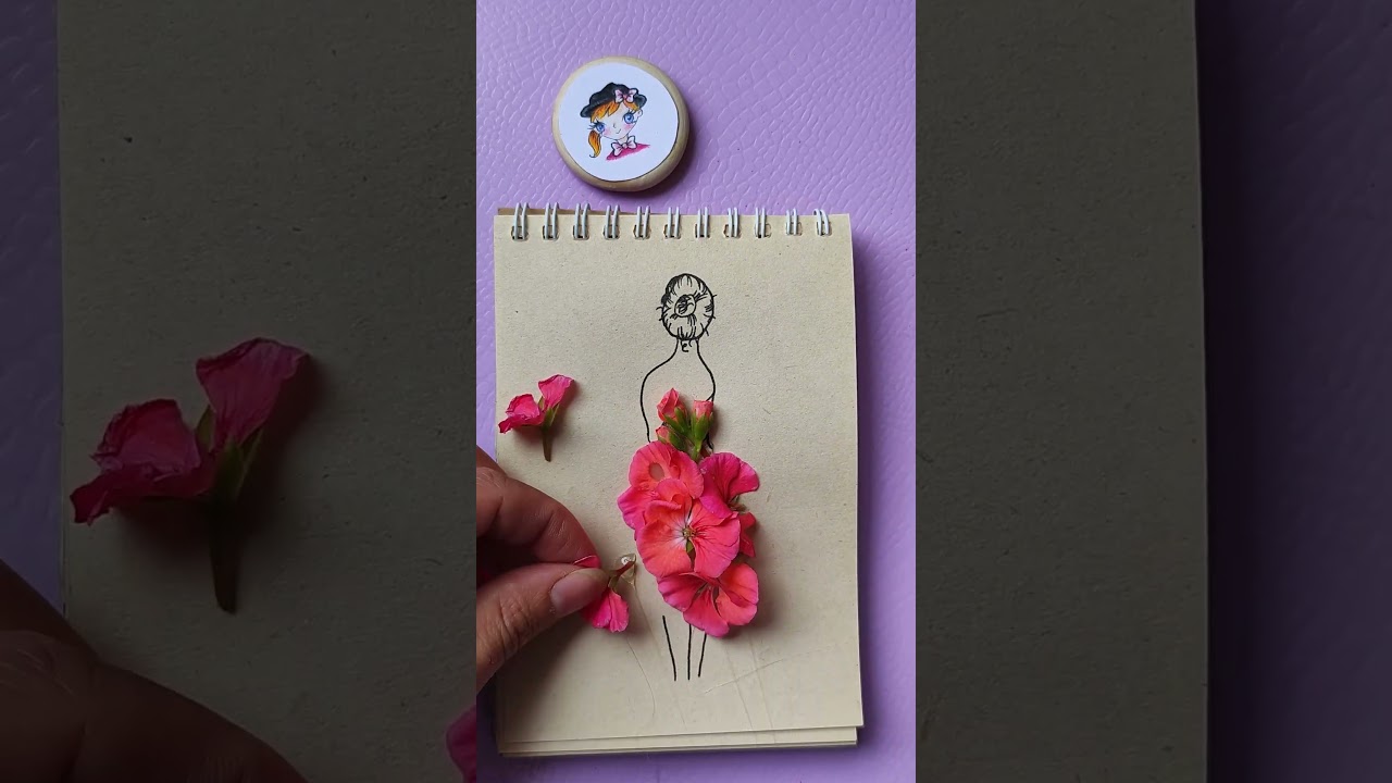 I added real flowers to my painting 🌼🎨#FloralPainting #NatureInArt #MixedMedia