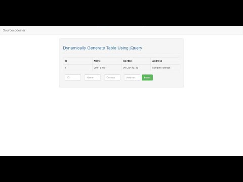 Dynamically Generate Table Data Using Jquery Tutorial Demo