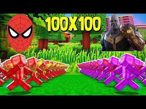 100 ÖRÜMCEK ADAM ORDUSU VS 100 THANOS ORDUSU 😱 - Minecraft