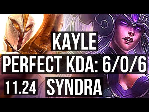KAYLE vs SYNDRA (MID) | 6/0/6, 900K mastery, Dominating | KR Diamond | 11.24