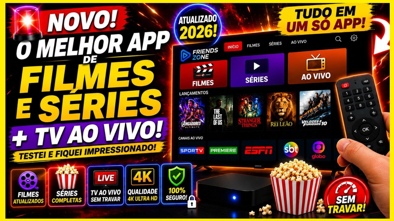 🔥 MELHOR APP PARA ASSISTIR FILMES E SÉRIES EM 2026 + TV AO VIVO! COMPLETO E ATUALIZADO!