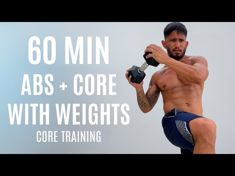 60 Minute ABS & CORE HIIT Workout (ALL STANDING) 💪 With Weights | Burn Belly Fat
