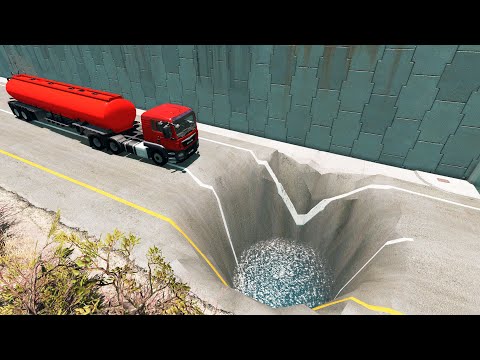 Cars vs Giant Pit Deep Water #4 BeamNG.Drive