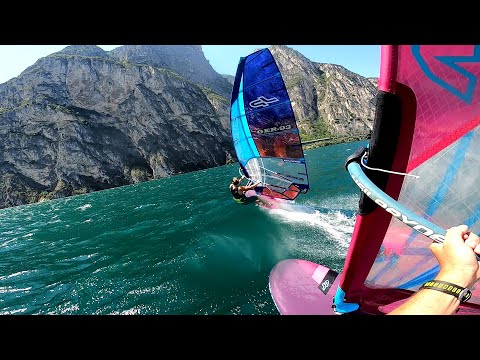 Slalom Sailing at Lago di Garda with the new Neil Pryde EVOXII on a JP Australia Slalom Proto 72