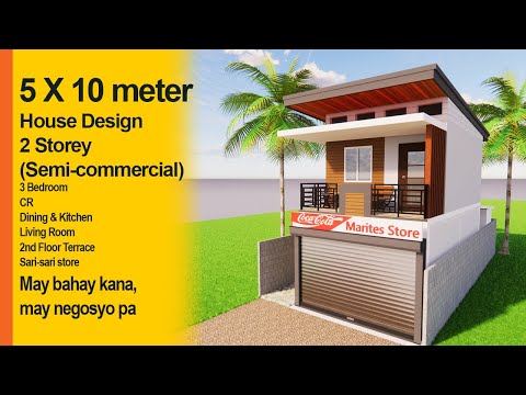 2 Storey Small House Design (Semi-commercial) 5x10 meter, May bahay kana, may negosyo pa.