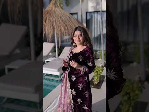 Wine Ice Velvet Palazzo Set with Fendi Sequins Dupatta