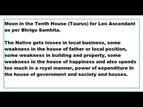 Moon in 10th House for Leo Ascendant as per Bhrigu Samhita
